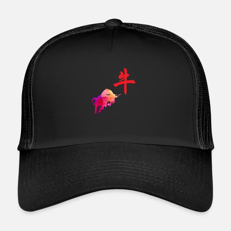 Chinesische Sternzeichen Büffel Low Poly Art Trucker Cap