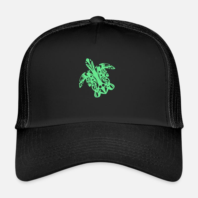 Maori Turtle honu Tattoo Tribal Formen - Geschenk - Trucker Cap - Schwarz/Schwarz