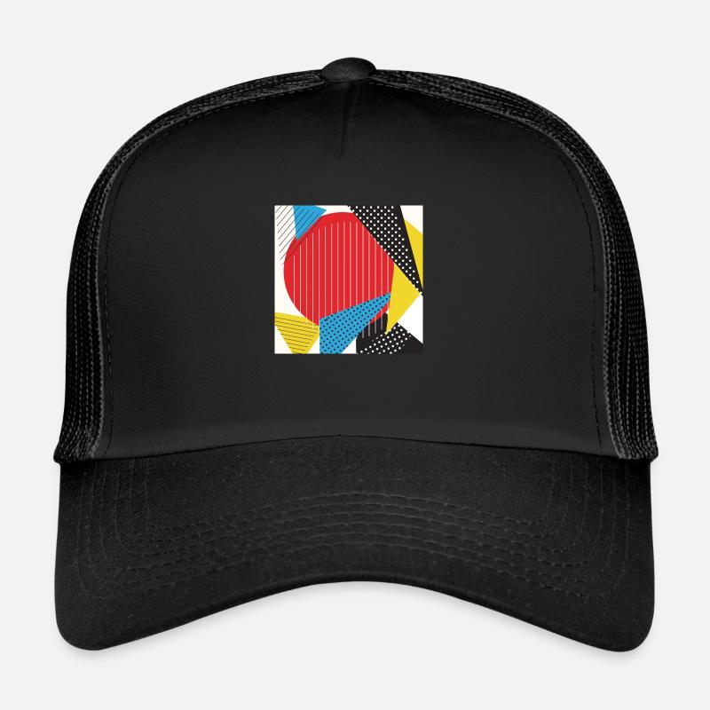 Geometrie Collage Abstrakt Farben - Trucker Cap - Schwarz/Schwarz
