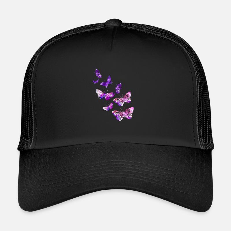 Schöner Schmetterling Mädchen lila - Trucker Cap - Schwarz/Schwarz