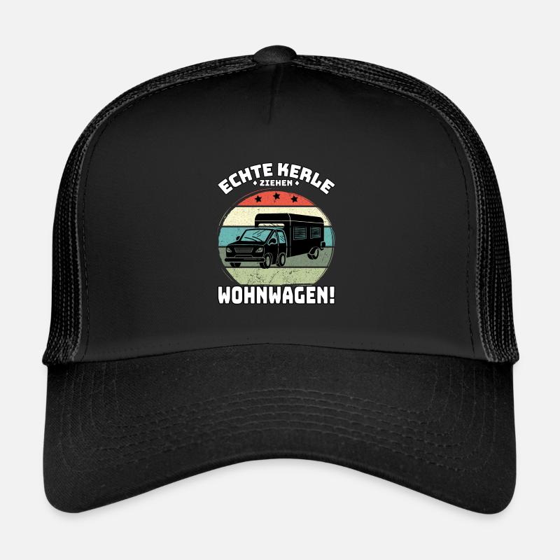 ICH WILL IN DIE NATUR ABER NUR MIT WOHNWAGEN - Trucker Cap - Schwarz/Schwarz