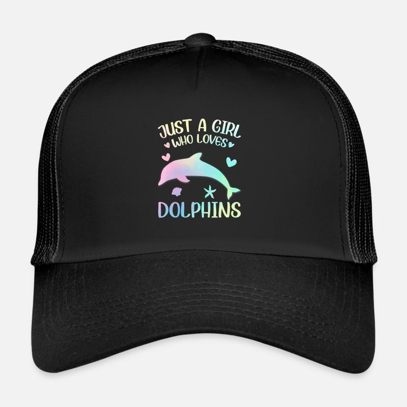 Ein Mädchen das Delfine liebt - Trucker Cap - Schwarz/Schwarz