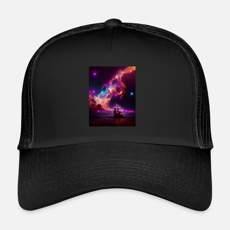 Pirate ship in space Trucker Cap