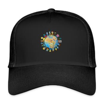 <3 Nous appartenons tous ensemble <3 rebelles de la paix - Casquette trucker  - noir/noir - Devant