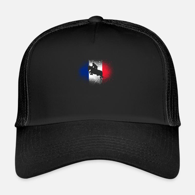 Spring Frankreich Reiter Geschenk Pferde Flagge - Trucker Cap - Schwarz/Schwarz
