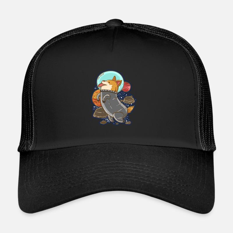 mignon chien de l’univers astronaute cadeau - Casquette trucker - noir/noir