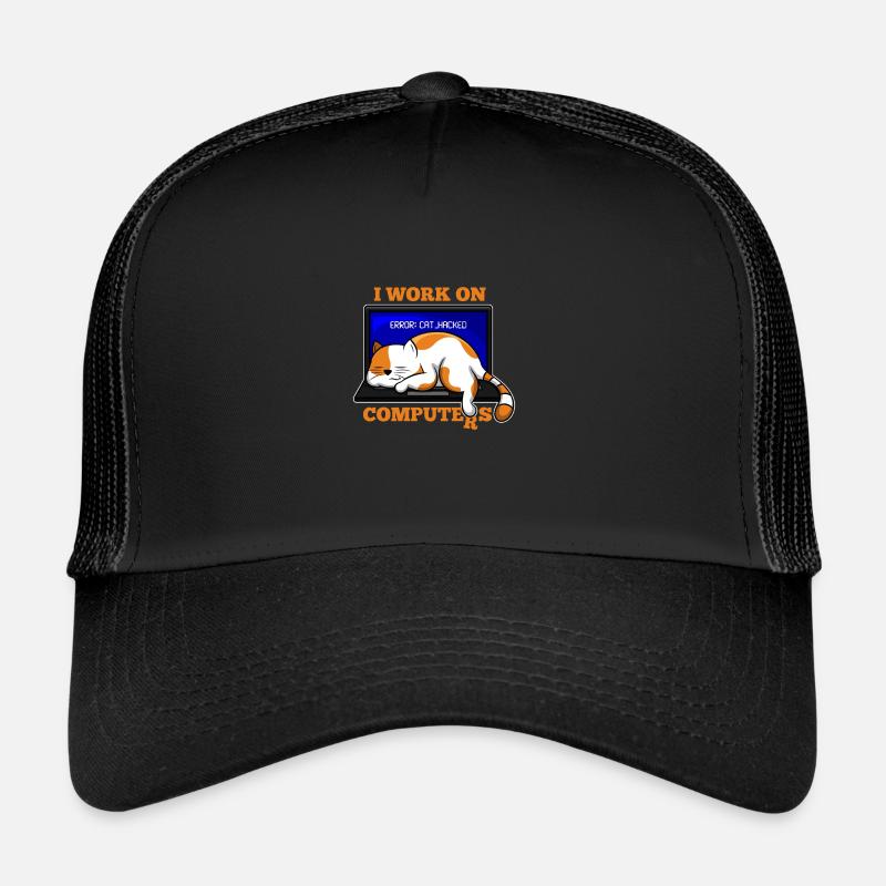 Katze und Computer, die Programmierergeschenk zerhacken Trucker Cap