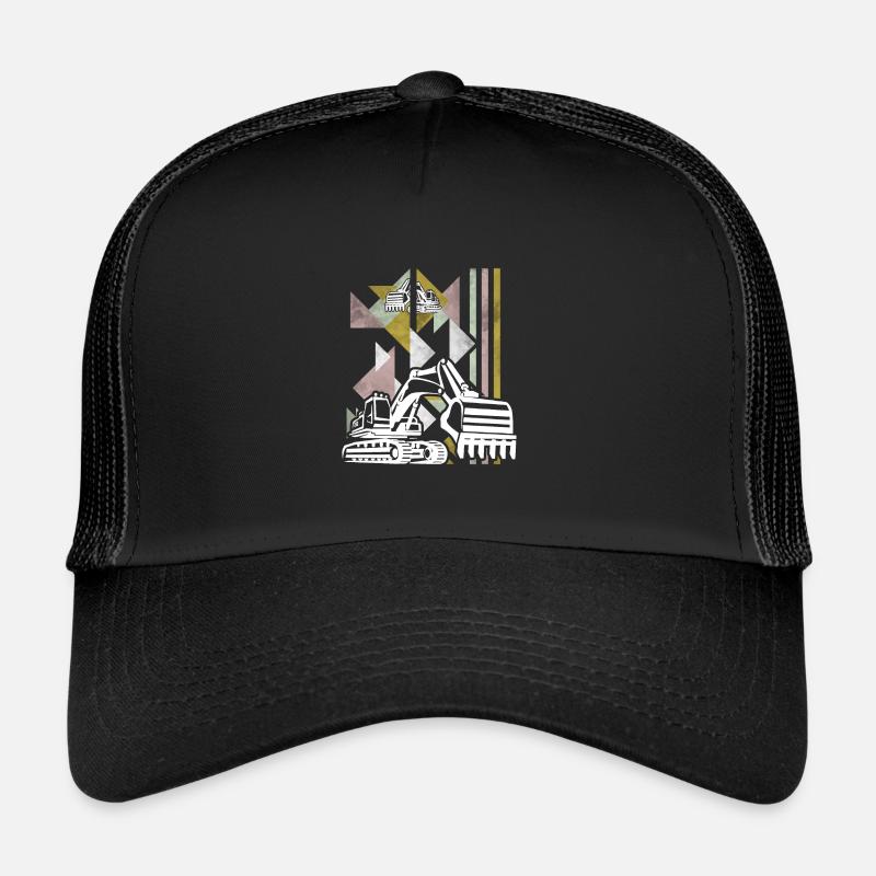 Bagger Baustelle Baumaschine Geschenk · Schaufel - Trucker Cap - Schwarz/Schwarz