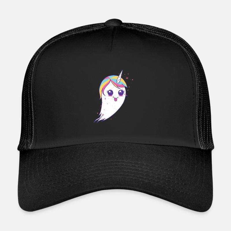 Bunter Einhorn Geist - Trucker Cap - Schwarz/Schwarz