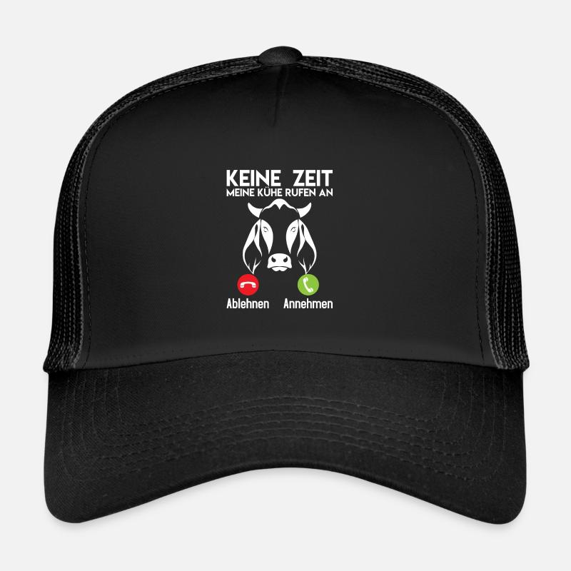 Kuh Tier Kühe Bauernhof Geschenk · Keine Zeit - Trucker Cap - Schwarz/Schwarz