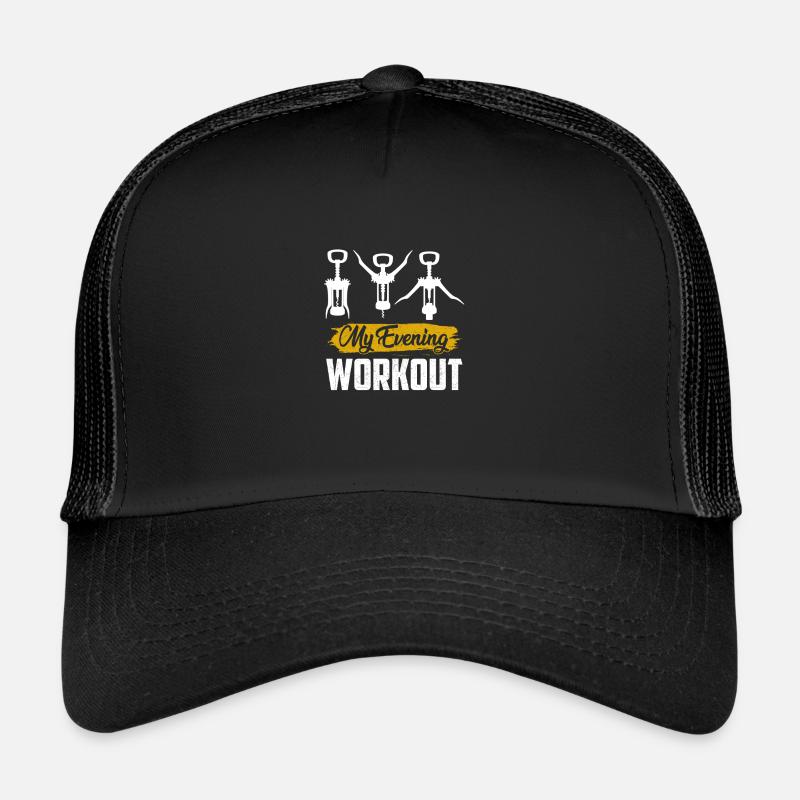 Wine winemaker alcohol gift · evening training - Trucker Cap - black/black