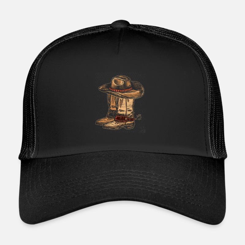 Cadeau cheval Cowboy - Casquette trucker  - noir/noir