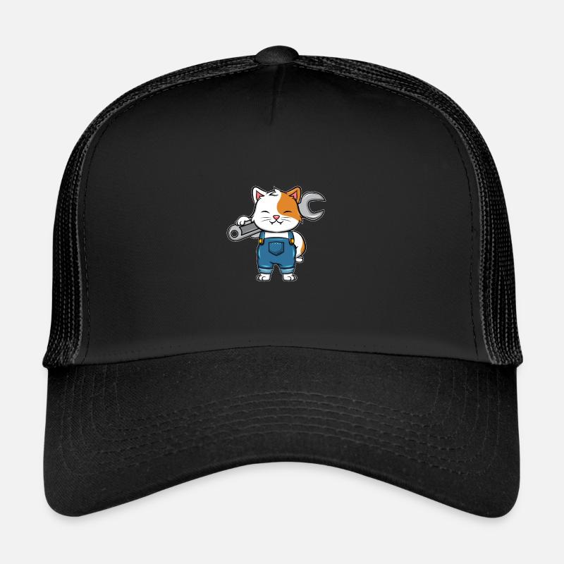 Mécanicien Chat Avec une clé à molette pour Casquette trucker 