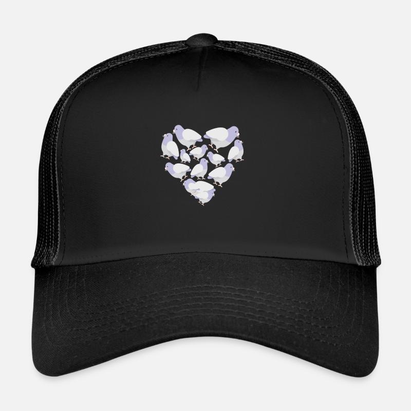 Herz Taube - Trucker Cap - Schwarz/Schwarz