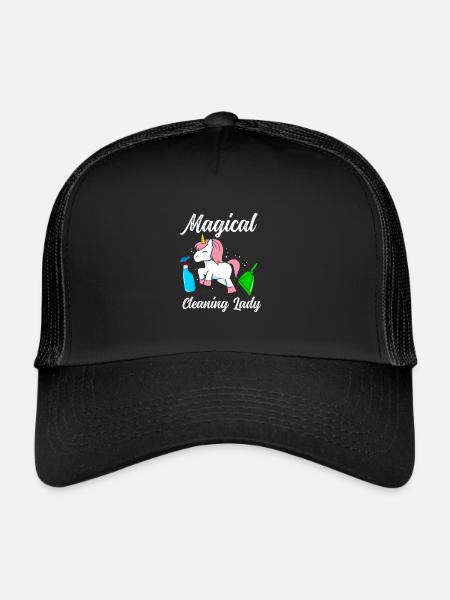 Einhorn-Putzfrau - Trucker Cap - Schwarz/Schwarz