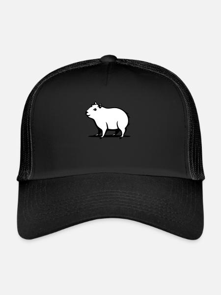 Un capybara mignon dans une tige de dessin animé - Casquette trucker  - noir/noir - Devant