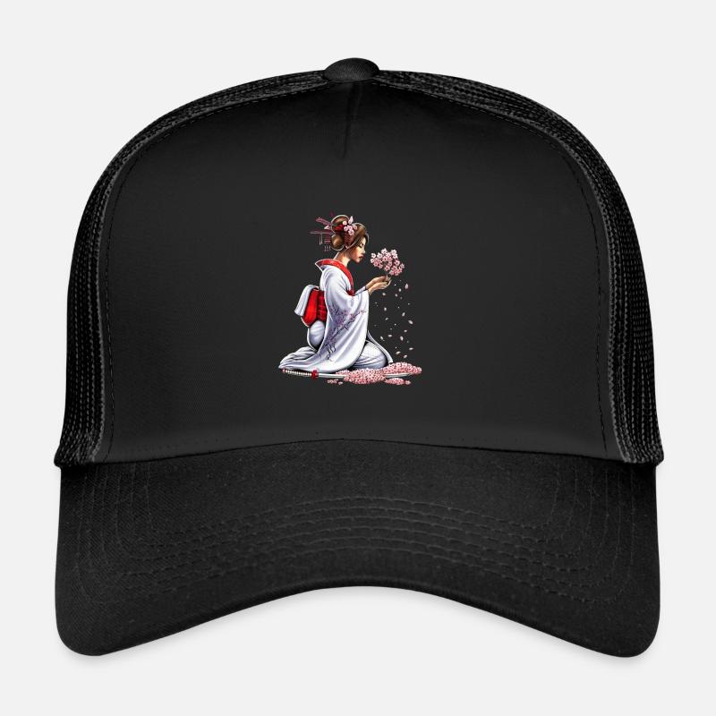 Japanisches Samurai-Mädchen - Trucker Cap - Schwarz/Schwarz