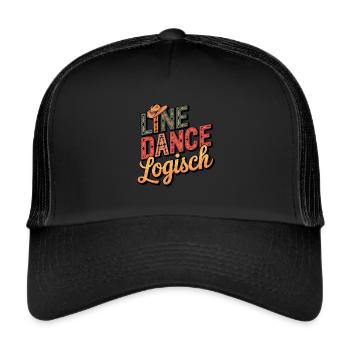 Line Dance Was sonst? Ich bin Line Dancer - Trucker Cap - Schwarz/Schwarz - Vorne