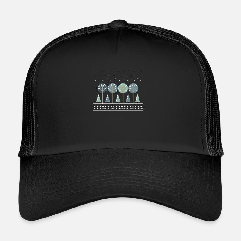 Verschneiter Wald - Trucker Cap - Schwarz/Schwarz