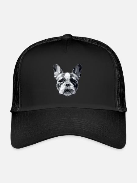 Bouledogue français Low Poly Design - Casquette trucker  - noir/noir - Devant