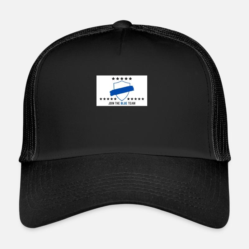 JOIN THE BLUE TEAM // WHITE VERSION - Trucker Cap - Schwarz/Schwarz