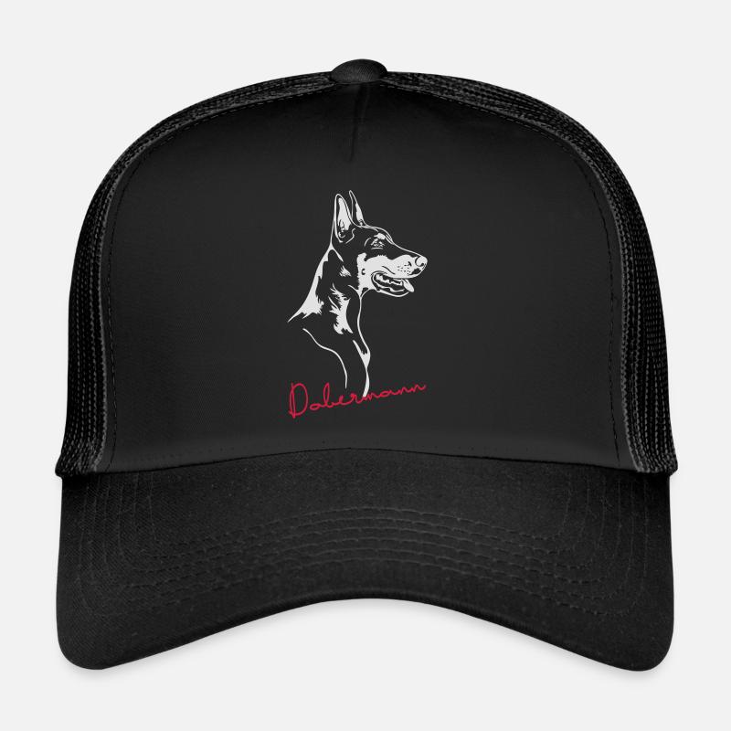 Dobermann Hundeportrait Hund Hunde Wilsigns - Trucker Cap - Schwarz/Schwarz
