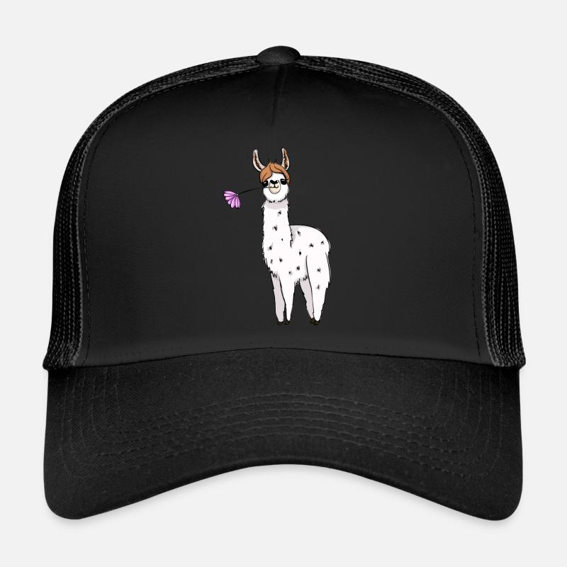 Lama lady flower - Trucker Cap - black/black