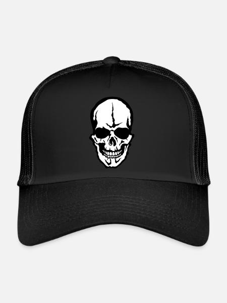 tete de mort skull crane - Casquette trucker  - noir/noir - Devant