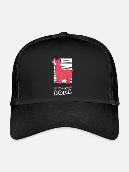 Lama je m'en fiche " - Casquette trucker  - noir/noir - Devant