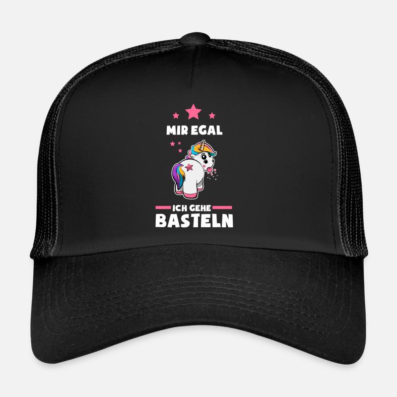 Einhorn Basteln Geschenk - Trucker Cap - Schwarz/Schwarz