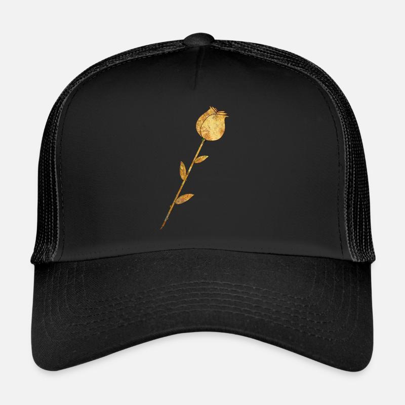 Fleur rose dorée Casquette trucker 