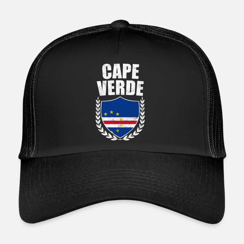 Cap-Vert Cape Verde Cabo Verde Cadeau De Drapeau - Casquette trucker  - noir/noir