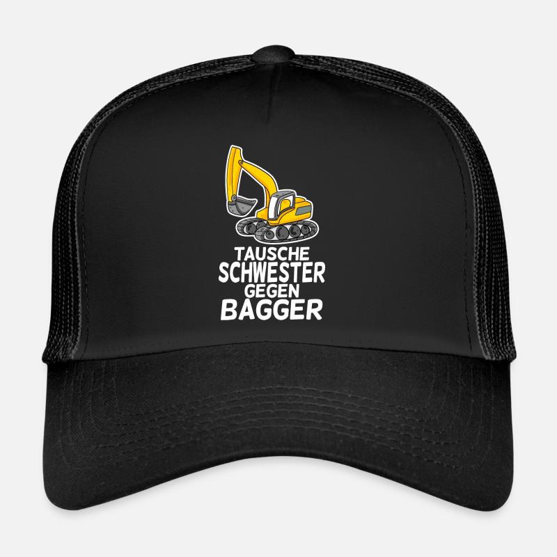 Tausche Schwester gegen Bagger - Trucker Cap - Schwarz/Schwarz