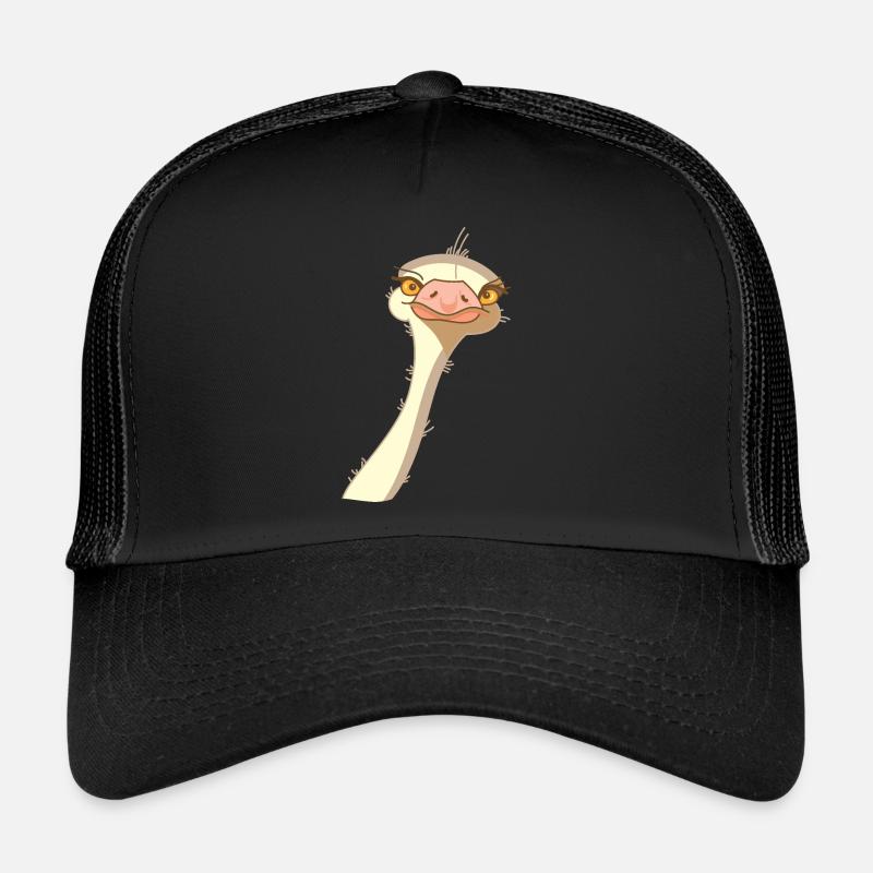 Oiseau Autruche Drôle (b) - Casquette trucker  - noir/noir