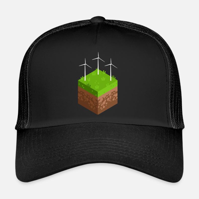 Transition énergétique avec l’éolienne - Casquette trucker  - noir/noir