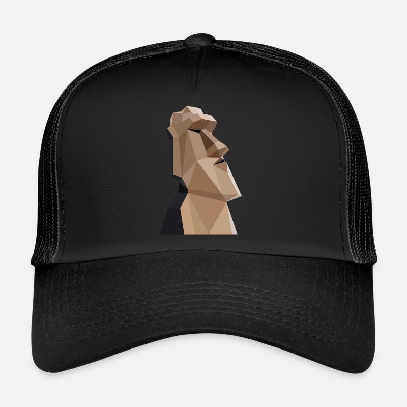 Statue moai - Casquette trucker  - noir/noir