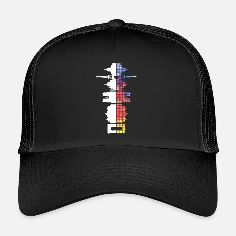 Paris Frankreich Stadt Skyline Pixel Bunt Trucker Cap