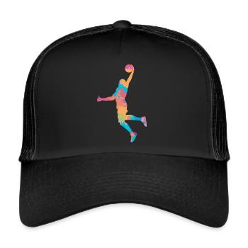 Dunking Basketball Players Basketball multicolored - Trucker Cap - black/black - Front
