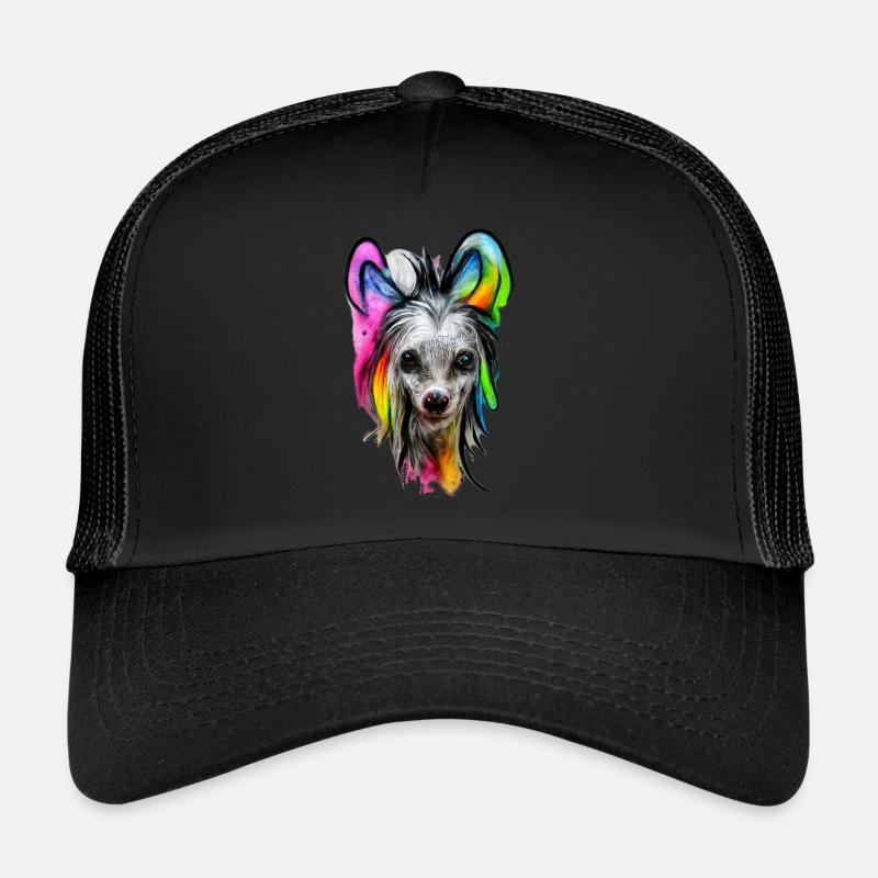 Chinesischer Schopfhund Design in Farbe Trucker Cap