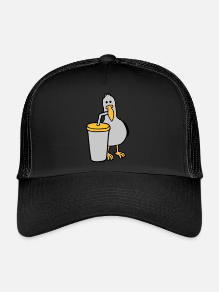 La mouette boit de la boisson au cola - Casquette trucker  - noir/noir - Devant