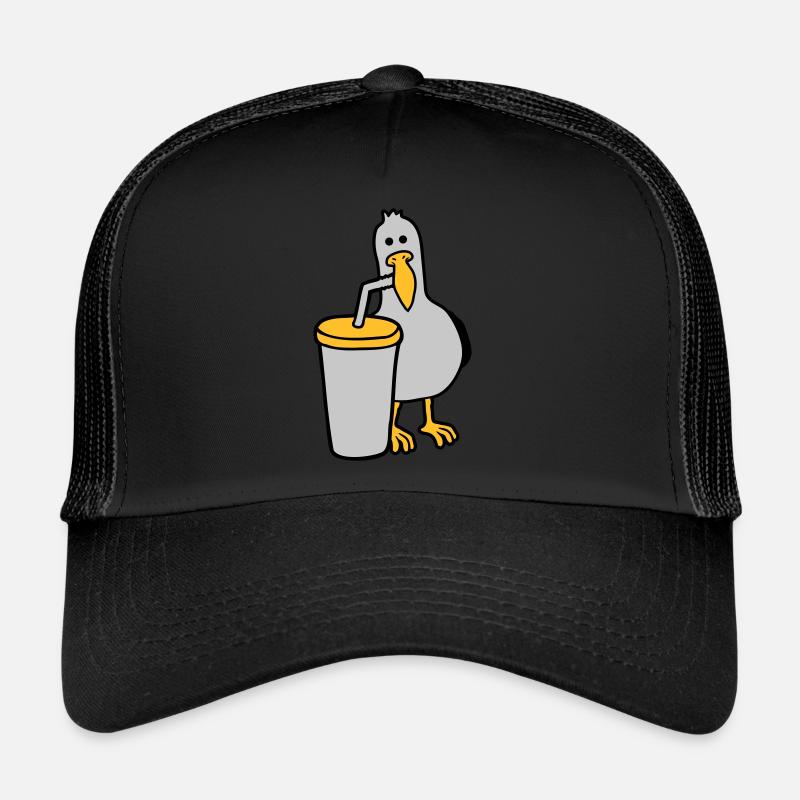 La mouette boit de la boisson au cola Casquette trucker 