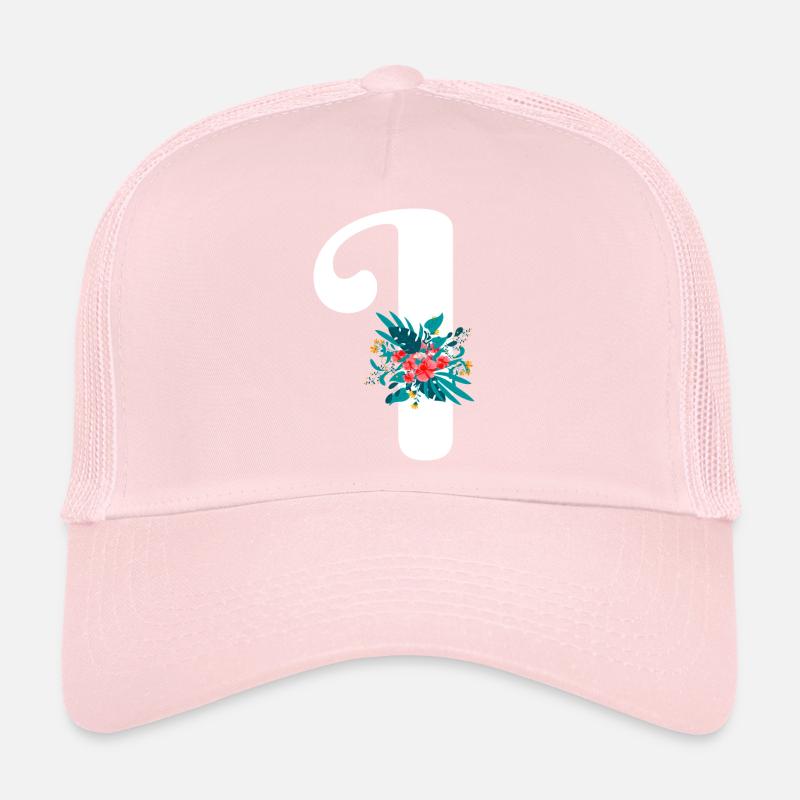 letter I flowered Trucker Cap