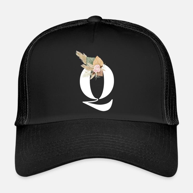 lettre Q fleuris Casquette trucker 