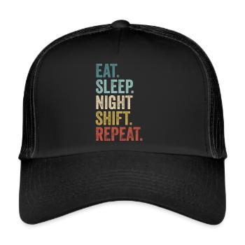Mangez Dormez Équipe de nuit Travailleur de quart de nuit - Casquette trucker  - noir/noir - Devant