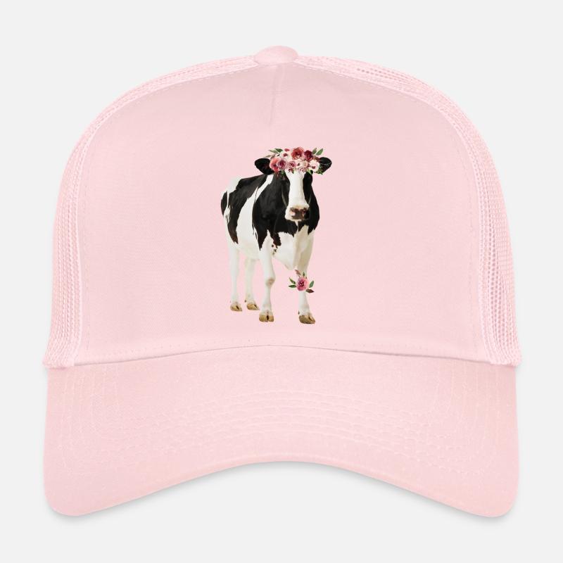 Vache Holstein avec des fleurs Casquette trucker 