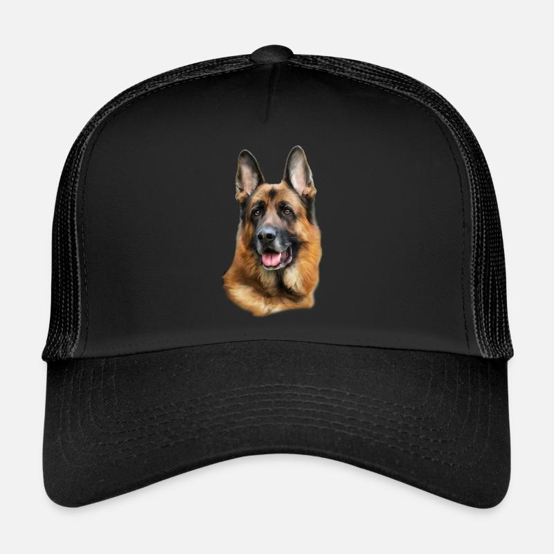 Deutscher Schäferhund Kopf - Trucker Cap - Schwarz/Schwarz