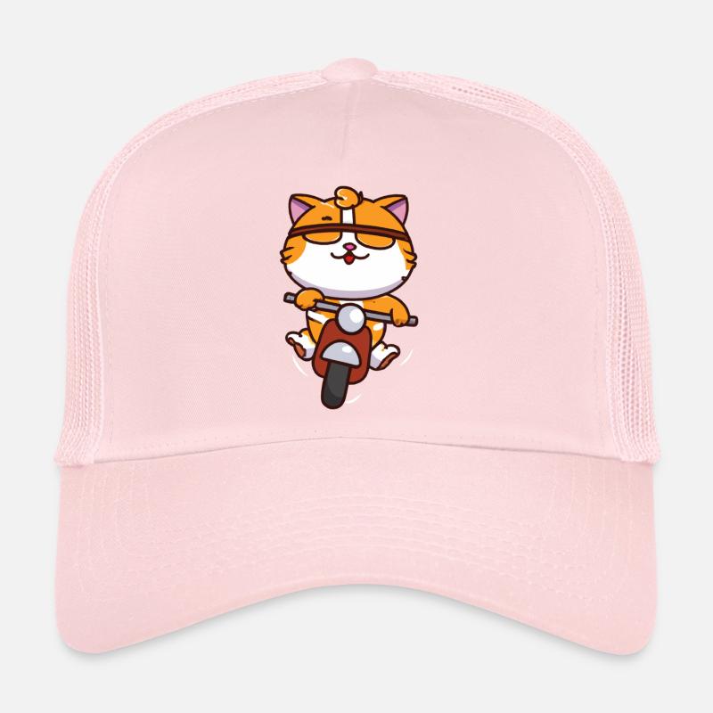 Chat avec moto Casquette trucker 