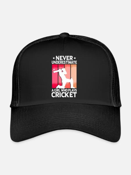 Never Underestimate A Girl Who Plays Cricket - Trucker Cap - black/black - Front