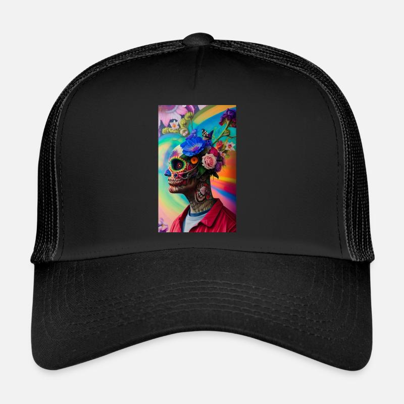 ŒUVRE Flower Skull Head Guy Casquette trucker 