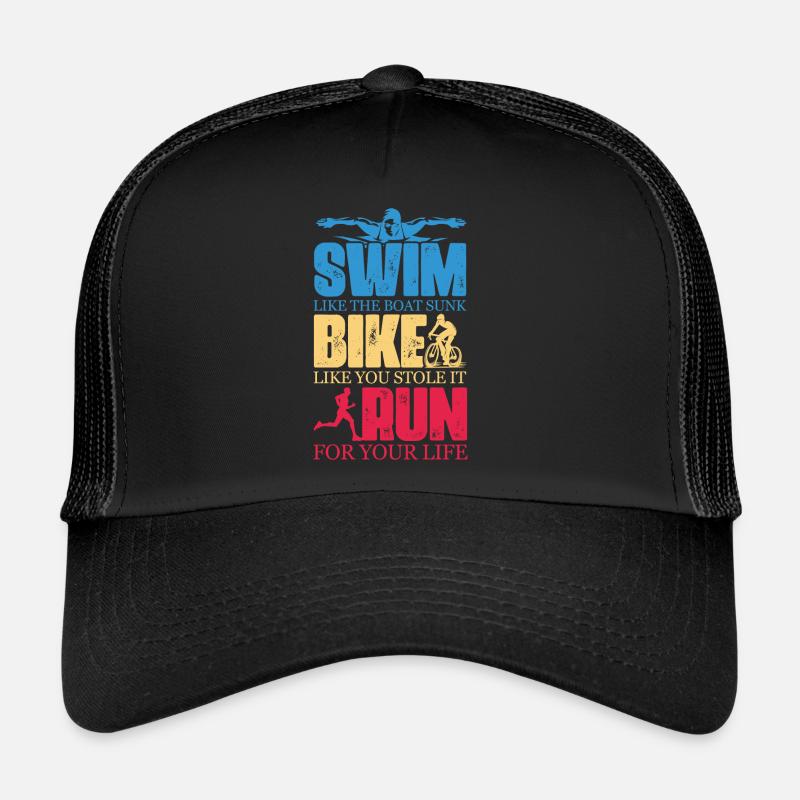Nager comme le bateau coulé Vélo comme si vous l’aviez volé Courez - Casquette trucker  - noir/noir